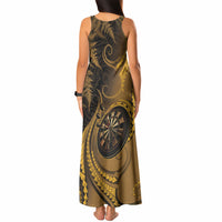 Personalised New Zealand Gold Darts Tank Maxi Dress Maori Fern Curve Style