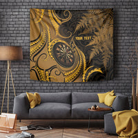Personalised New Zealand Gold Darts Tapestry Maori Fern Curve Style