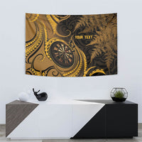 Personalised New Zealand Gold Darts Tapestry Maori Fern Curve Style