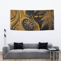 Personalised New Zealand Gold Darts Tapestry Maori Fern Curve Style