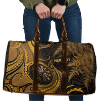 Personalised New Zealand Gold Darts Travel Bag Maori Fern Curve Style