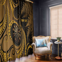 Personalised New Zealand Gold Darts Window Curtain Maori Fern Curve Style