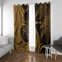 Personalised New Zealand Gold Darts Window Curtain Maori Fern Curve Style