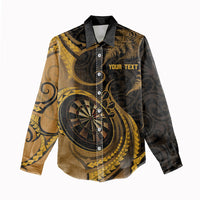Personalised New Zealand Gold Darts Women Casual Shirt Maori Fern Curve Style