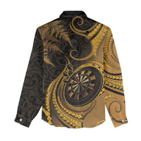 Personalised New Zealand Gold Darts Women Casual Shirt Maori Fern Curve Style