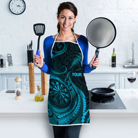 Personalised New Zealand Turquoise Darts Apron Maori Fern Curve Style