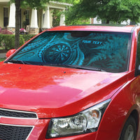 Personalised New Zealand Turquoise Darts Auto Sun Shade Maori Fern Curve Style