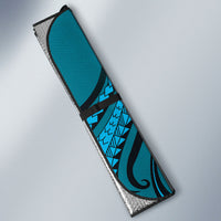 Personalised New Zealand Turquoise Darts Auto Sun Shade Maori Fern Curve Style