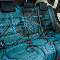 Personalised New Zealand Turquoise Darts Back Car Seat Cover Maori Fern Curve Style