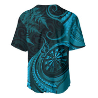 Personalised New Zealand Turquoise Darts Baseball Jersey Maori Fern Curve Style