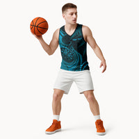 Personalised New Zealand Turquoise Darts Basketball Jersey Maori Fern Curve Style