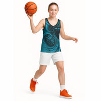 Personalised New Zealand Turquoise Darts Basketball Jersey Maori Fern Curve Style