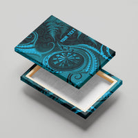 Personalised New Zealand Turquoise Darts Canvas Wall Art Maori Fern Curve Style