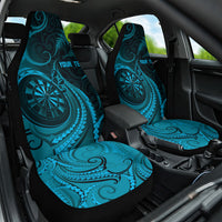 Personalised New Zealand Turquoise Darts Car Seat Cover Maori Fern Curve Style
