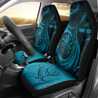 Personalised New Zealand Turquoise Darts Car Seat Cover Maori Fern Curve Style