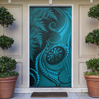 New Zealand Turquoise Darts Door Cover Maori Fern Curve Style
