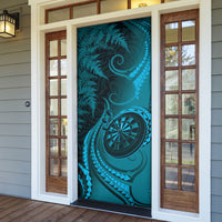 New Zealand Turquoise Darts Door Cover Maori Fern Curve Style