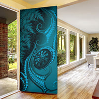New Zealand Turquoise Darts Door Cover Maori Fern Curve Style