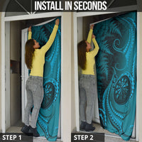 New Zealand Turquoise Darts Door Cover Maori Fern Curve Style