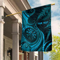Personalised New Zealand Turquoise Darts Garden Flag Maori Fern Curve Style