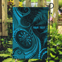 Personalised New Zealand Turquoise Darts Garden Flag Maori Fern Curve Style