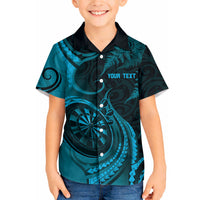 Personalised New Zealand Turquoise Darts Hawaiian Shirt Maori Fern Curve Style