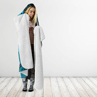 Personalised New Zealand Turquoise Darts Hooded Blanket Maori Fern Curve Style