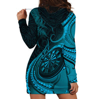 Personalised New Zealand Turquoise Darts Hoodie Dress Maori Fern Curve Style