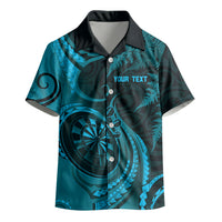 Personalised New Zealand Turquoise Darts Kid Hawaiian Shirt Maori Fern Curve Style
