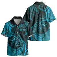 Personalised New Zealand Turquoise Darts Kid Hawaiian Shirt Maori Fern Curve Style