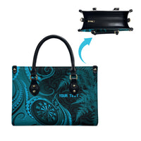Personalised New Zealand Turquoise Darts Leather Bag Maori Fern Curve Style