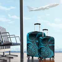 Personalised New Zealand Turquoise Darts Luggage Cover Maori Fern Curve Style