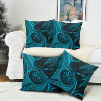 Personalised New Zealand Turquoise Darts Pillow Cover Maori Fern Curve Style