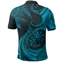 Personalised New Zealand Turquoise Darts Polo Shirt Maori Fern Curve Style