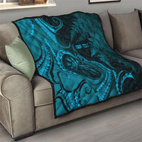 Personalised New Zealand Turquoise Darts Quilt Maori Fern Curve Style