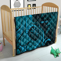 Personalised New Zealand Turquoise Darts Quilt Maori Fern Curve Style