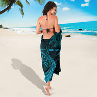 Personalised New Zealand Turquoise Darts Sarong Maori Fern Curve Style