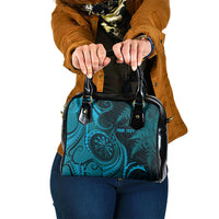 Personalised New Zealand Turquoise Darts Shoulder Handbag Maori Fern Curve Style