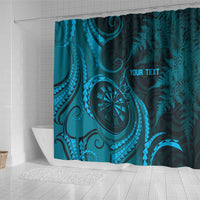 Personalised New Zealand Turquoise Darts Shower Curtain Maori Fern Curve Style