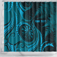 Personalised New Zealand Turquoise Darts Shower Curtain Maori Fern Curve Style
