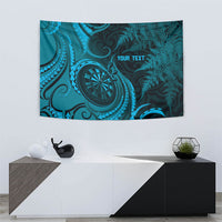 Personalised New Zealand Turquoise Darts Tapestry Maori Fern Curve Style