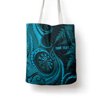 Personalised New Zealand Turquoise Darts Tote Bag Maori Fern Curve Style