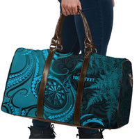Personalised New Zealand Turquoise Darts Travel Bag Maori Fern Curve Style