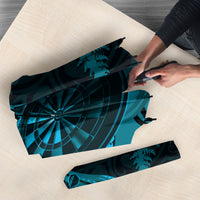 Personalised New Zealand Turquoise Darts Umbrella Maori Fern Curve Style