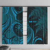 Personalised New Zealand Turquoise Darts Window Curtain Maori Fern Curve Style