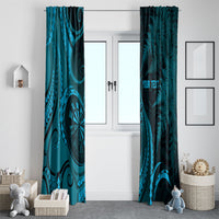Personalised New Zealand Turquoise Darts Window Curtain Maori Fern Curve Style