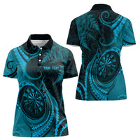 Personalised New Zealand Turquoise Darts Women Polo Shirt Maori Fern Curve Style