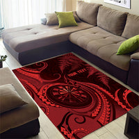 Personalised New Zealand Red Darts Area Rug Maori Fern Curve Style