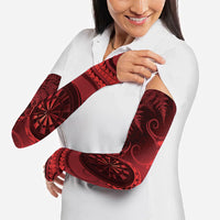 Personalised New Zealand Red Darts Arm Sleeves Maori Fern Curve Style