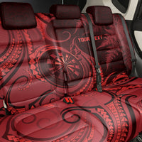 Personalised New Zealand Red Darts Back Car Seat Cover Maori Fern Curve Style